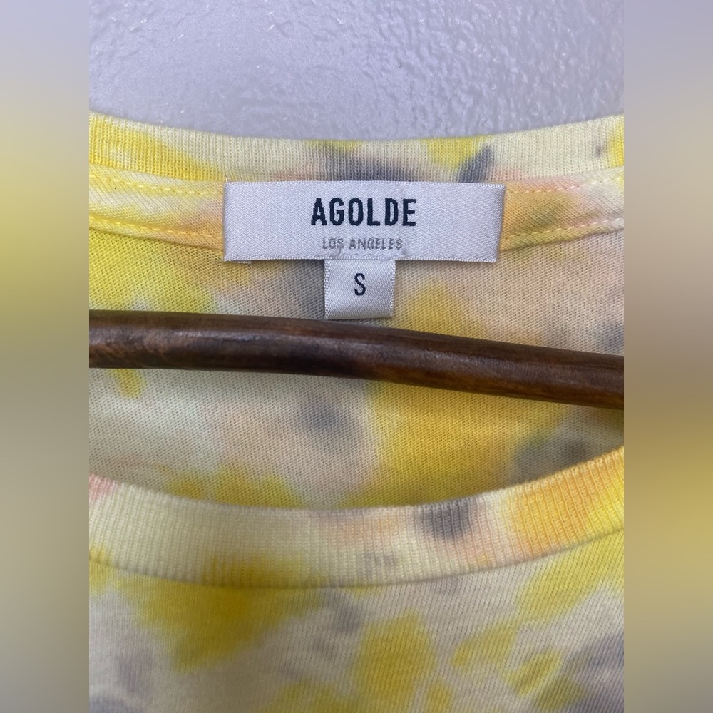 AGOLDE Linda Tie Dye Boxy Tee yellow black white crop relaxed comfortable bright - Picture 7 of 14